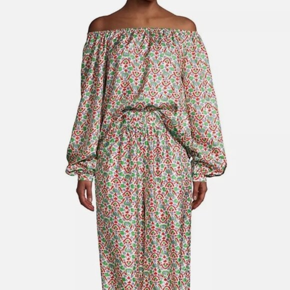 NWOT Tory Burch Legacy Silk Multi Floral Off-The-Shoulder Top Blouse XS $369 - Picture 5 of 12